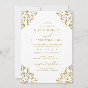 Elegante Gold Winter Holiday Wedding Einladung