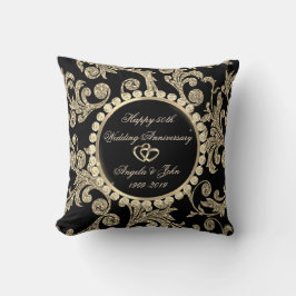 Elegante Gold Wirbel, 50. Hochzeitstag Kissen