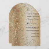 Elegante Gold Wirbel Black Schriftart Wedding Einladung (Vorne/Hinten)