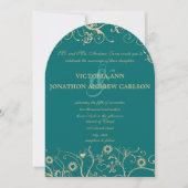 Elegante Gold Wirbel Deep Emerald oder eine belieb Einladung (Vorderseite)