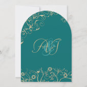 Elegante Gold Wirbel Deep Emerald oder eine belieb Einladung (Rückseite)