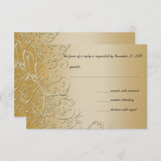 Elegante Gold Wirbel Hochzeit RSVP Response Card (Vorne/Hinten)