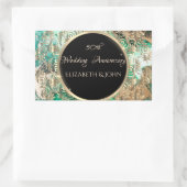 Elegante Gold Wirbel Jubiläum Grüner Marmor Rechteckiger Aufkleber (Tasche)