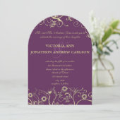 Elegante Gold-Wirbel Lila oder in beliebiger Farbe Einladung (Stehend Vorderseite)