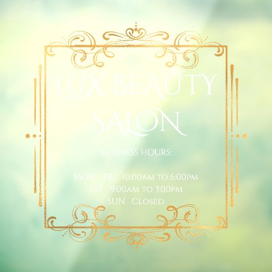 Elegante Gold Wirbel Textgeschäftseröffnungszeiten Fensteraufkleber (Blatt 3)