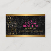 Elegante Gold Wirbel und Damask Visitenkarte (Vorderseite)