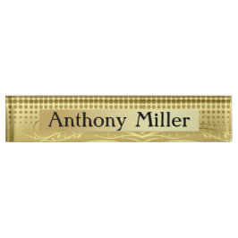 Elegante Gold Wirbel und Polka Dots Namensplakette