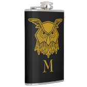 Elegante Gold Wise Owl Mit Monogramm Custom Flachmann (Rechts)