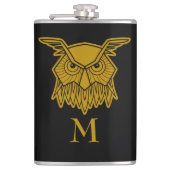 Elegante Gold Wise Owl Mit Monogramm Custom Flachmann (Vorderseite)