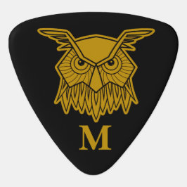 Elegante Gold Wise Owl Mit Monogramm Custom Plektrum