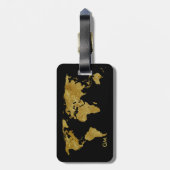 Elegante Gold World Map Custom Monogram Gepäckanhänger (Rückseite vertikal)