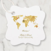 Elegante Gold World Map Hochzeit in Urlaubsort Geschenkanhänger (Vorderseite)