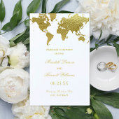 Elegante Gold World Map Hochzeitsprogramme