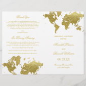 Elegante Gold World Map Hochzeitsprogramme (Vorderseite)