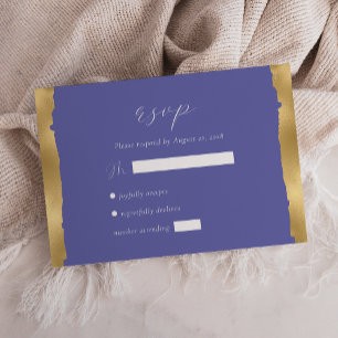 Elegante Gold zerrissene Kante Periwinkle Hochzeit RSVP Karte