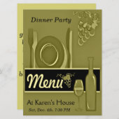 Elegante Goldabendessen-Party Einladungen (Vorne/Hinten)