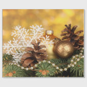 Elegante Goldbälle, Pinecones, Schneeflocke Geschenkpapier (Flach)