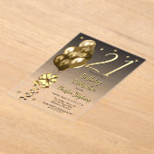 Elegante Goldballons im Black 21. Geburtstag Party Acryleinladungen (Ablage )