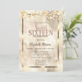 Elegante Goldballons in Sweet 16 Einladung (Stehend Vorderseite)