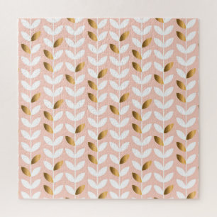 Elegante Goldblätter: Rosige Vintage. Puzzle