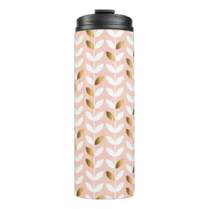 Elegante Goldblätter: Rosige Vintage. Thermosbecher