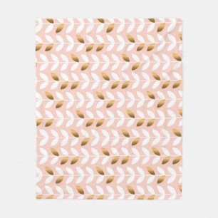 Elegante Goldblätter: Rosy Vintag. Fleecedecke