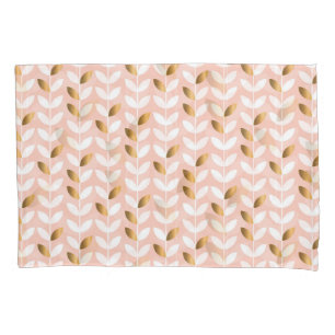 Elegante Goldblätter: Rosy Vintag. Kissenbezug