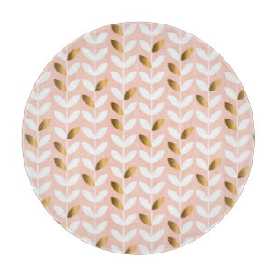 Elegante Goldblätter: Rosy Vintag. Schneidebrett
