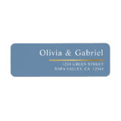 Elegante Goldblauer Hochzeitstag-Rücksendeadresse (Vorne)