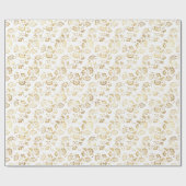 Elegante Goldblumen Geschenkpapier (Flach)
