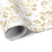 Elegante Goldblumen Geschenkpapier (Rolleneckpunkt)