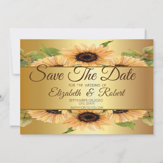Elegante Goldblumen Save the Date (Vorderseite)