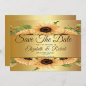 Elegante Goldblumen Save the Date (Vorne/Hinten)