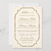 Elegante Goldbrasse-Glitzer-Hochzeit Einladung (Vorderseite)