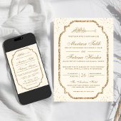 Elegante Goldbrasse-Glitzer-Hochzeit Einladung