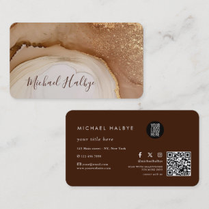 Elegante Goldbraune Aquarell-Achat Professionell Visitenkarte