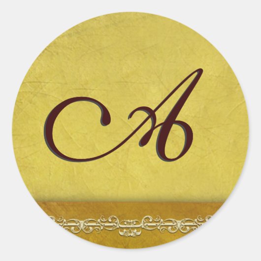Elegante goldbraune Monogramm-Umschlag Aufkleber (Vorderseite)