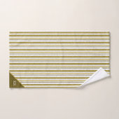 Elegante goldbraune Streifen Modern Mit Monogramm Badhandtuch Set (Handtuch)