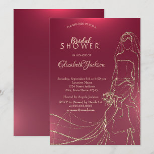 Elegante Goldbraut, Brautparty Einladung