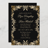 Elegante Goldbrushed-Hochzeit Einladung (Vorne/Hinten)