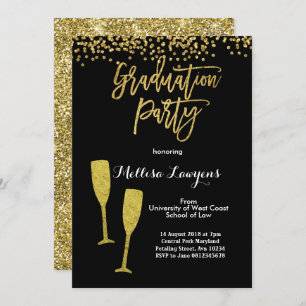 Elegante Goldconfetti-Abschluss-Party Einladung