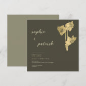 Elegante Golddaffodien Minimalistische Frühjahrsse Einladung (Vorne/Hinten)