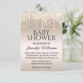 Elegante Golddusche geschlechtsneutrale Babydusche Einladung (Stehend Vorderseite)