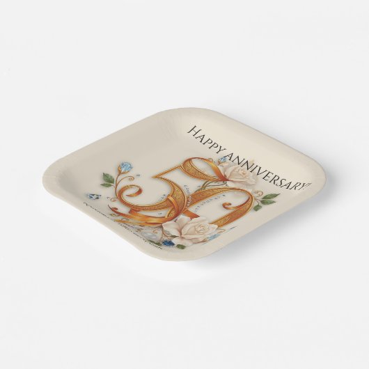 Elegante Golden 50 Jahre Jubiläumsfeier Pappteller (Gewinkelt)