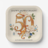 Elegante Golden 50 Jahre Jubiläumsfeier Pappteller (Vorderseite)