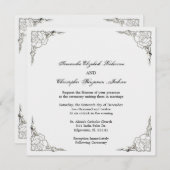 Elegante Golden Accent Silver Wedding Einladung (Vorne/Hinten)