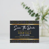 Elegante Golden and Deep Navy Gala Save the Date Postkarte (Stehend Vorderseite)