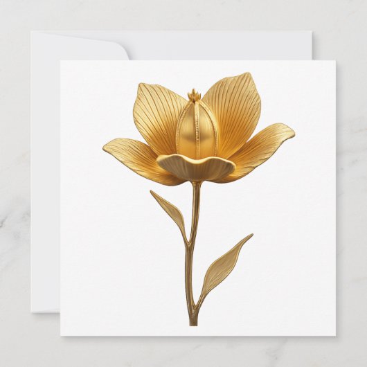 Elegante Golden Blume Flat Save the Date Card (Rückseite)