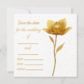 Elegante Golden Blume Flat Save the Date Card (Vorderseite)