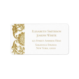 Elegante Golden Blume Hochzeit Rücksendeadresse Adressaufkleber